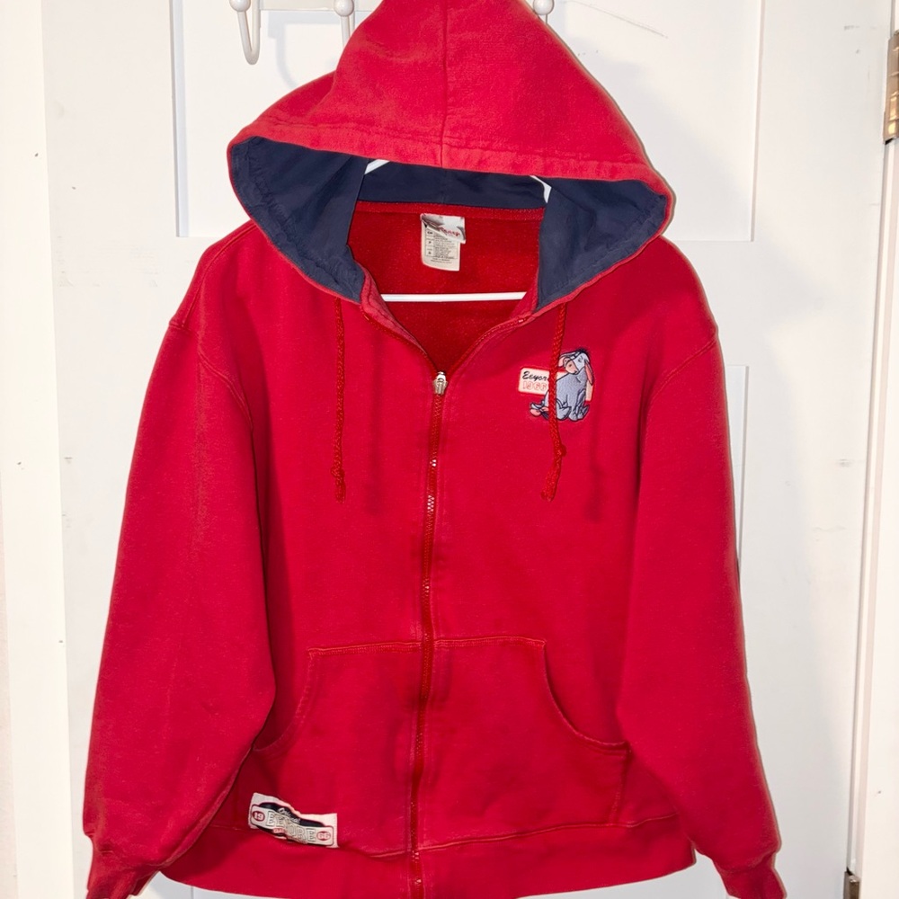 Vintage Winnie The Pooh Hoodie Sweatshirt Walt Disney Red zip up Jacket small